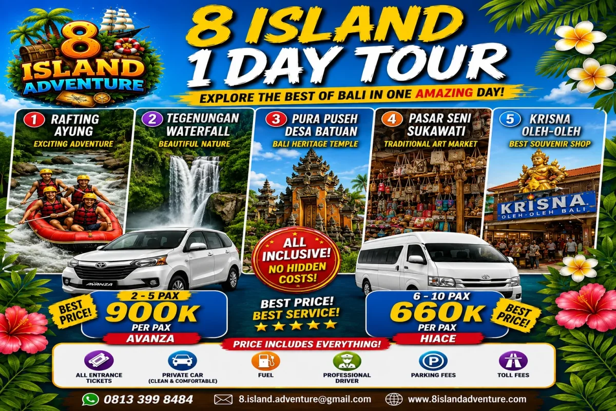 Rafting, Air Terjun hingga Wisata Oleh-Oleh: Jelajahi Bali dalam 1 Hari